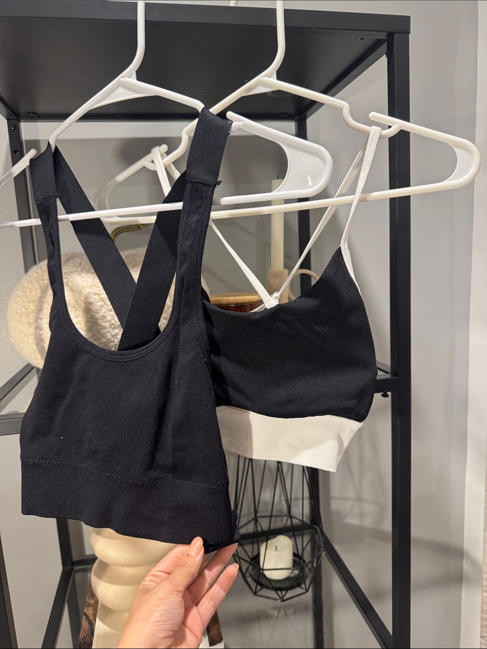 075 bundle Black & Cream Racerback and Strappy Bralette Set - Women Intimates
